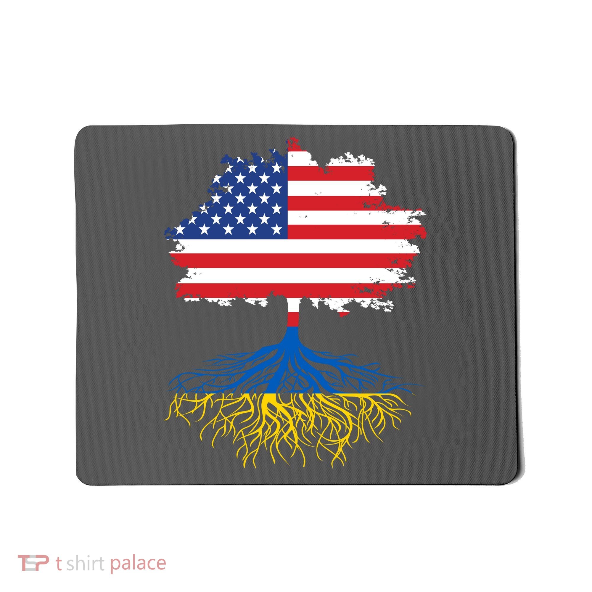 Cool American Ukrainian Roots I Stand With Ukraine USA Ukraine Flags Mousepad