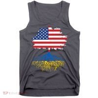 Cool American Ukrainian Roots I Stand With Ukraine USA Ukraine Flags Tank Top thumb 0
