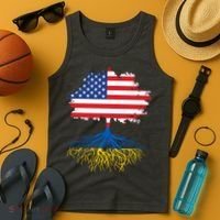 Cool American Ukrainian Roots I Stand With Ukraine USA Ukraine Flags Tank Top thumb 4