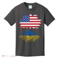Cool American Ukrainian Roots I Stand With Ukraine USA Ukraine Flags Kids T-Shirt thumb 0