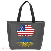 Cool American Ukrainian Roots I Stand With Ukraine USA Ukraine Flags Tote Bag thumb 0