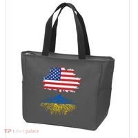 Cool American Ukrainian Roots I Stand With Ukraine USA Ukraine Flags Tote Bag thumb 3