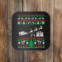 Christmas Ambulance Ugly Sweater Emergency Medical EMT Coaster thumb 0