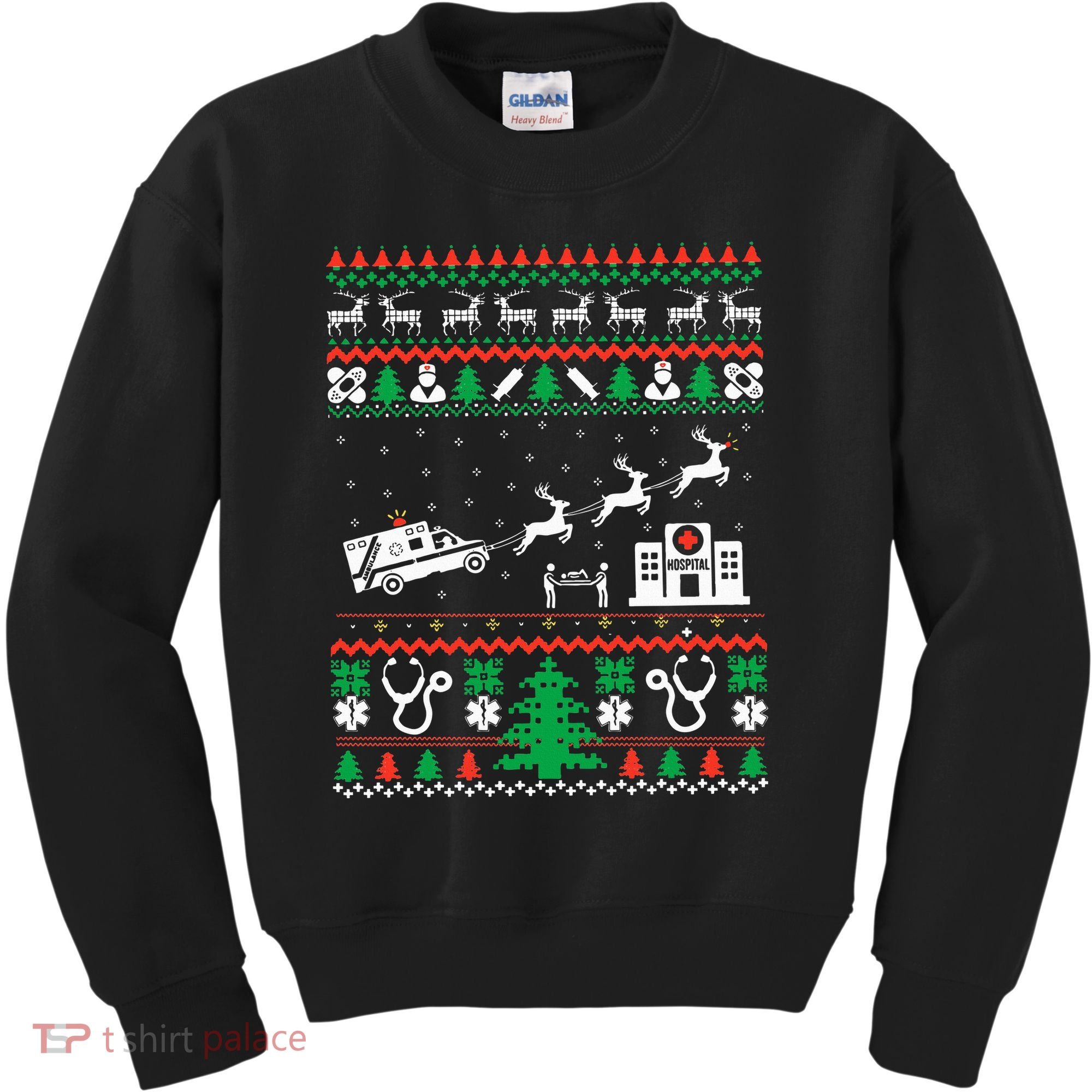 Christmas Ambulance Ugly Sweater Emergency Medical EMT Kids Sweatshirt