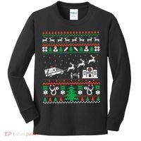 Christmas Ambulance Ugly Sweater Emergency Medical EMT Kids Long Sleeve Shirt thumb 0