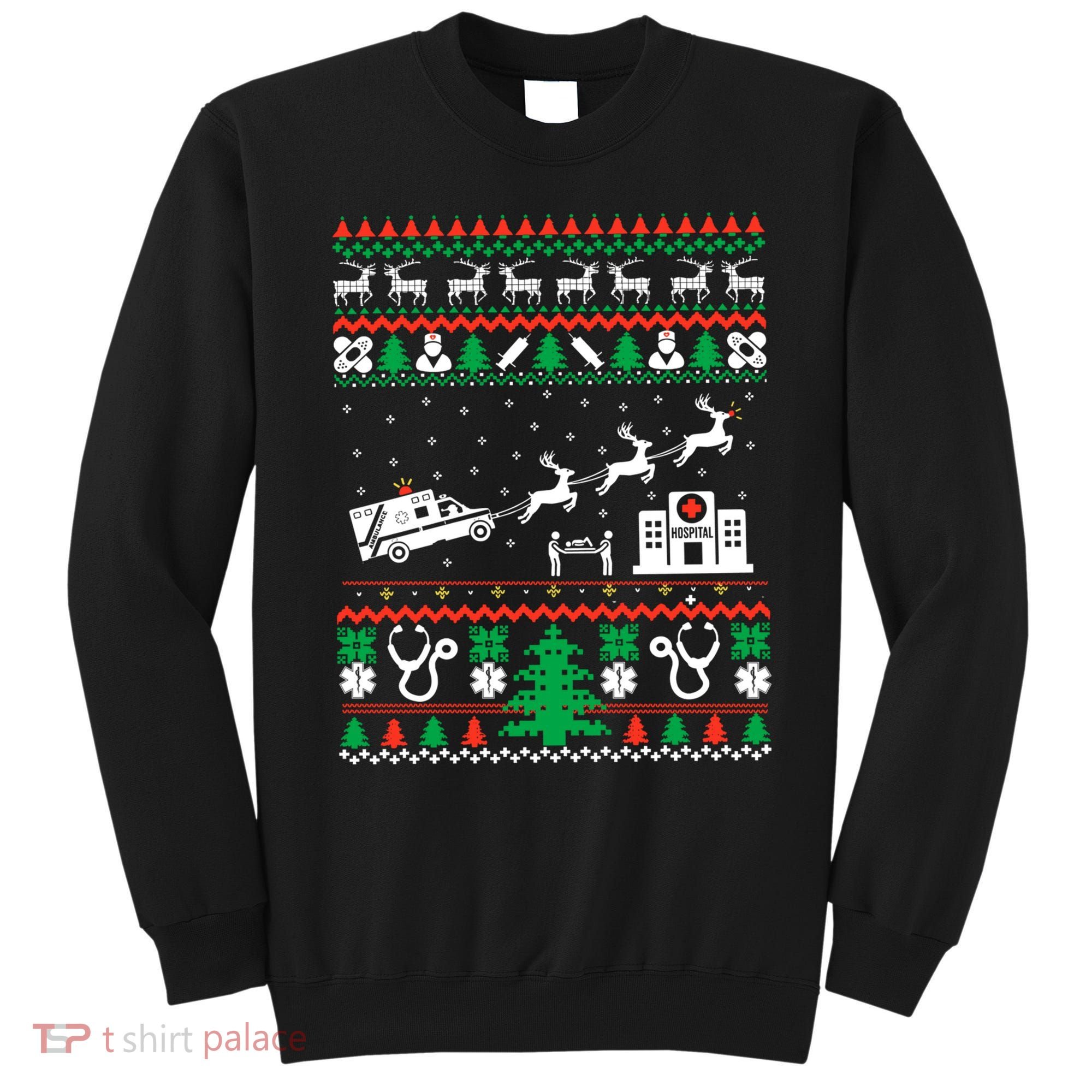 Christmas Ambulance Ugly Sweater Emergency Medical Emt Sweatshirt