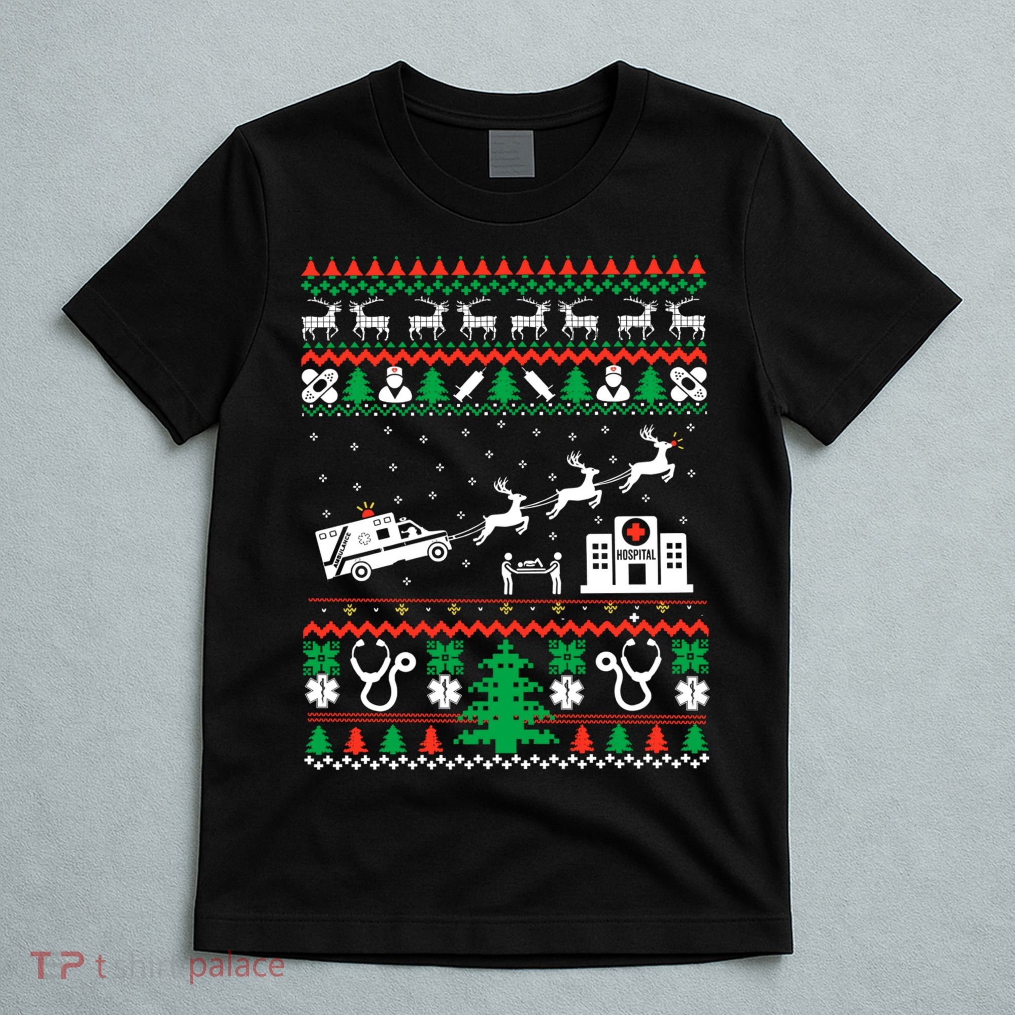 Christmas Ambulance Ugly Sweater Emergency Medical Emt T-Shirt