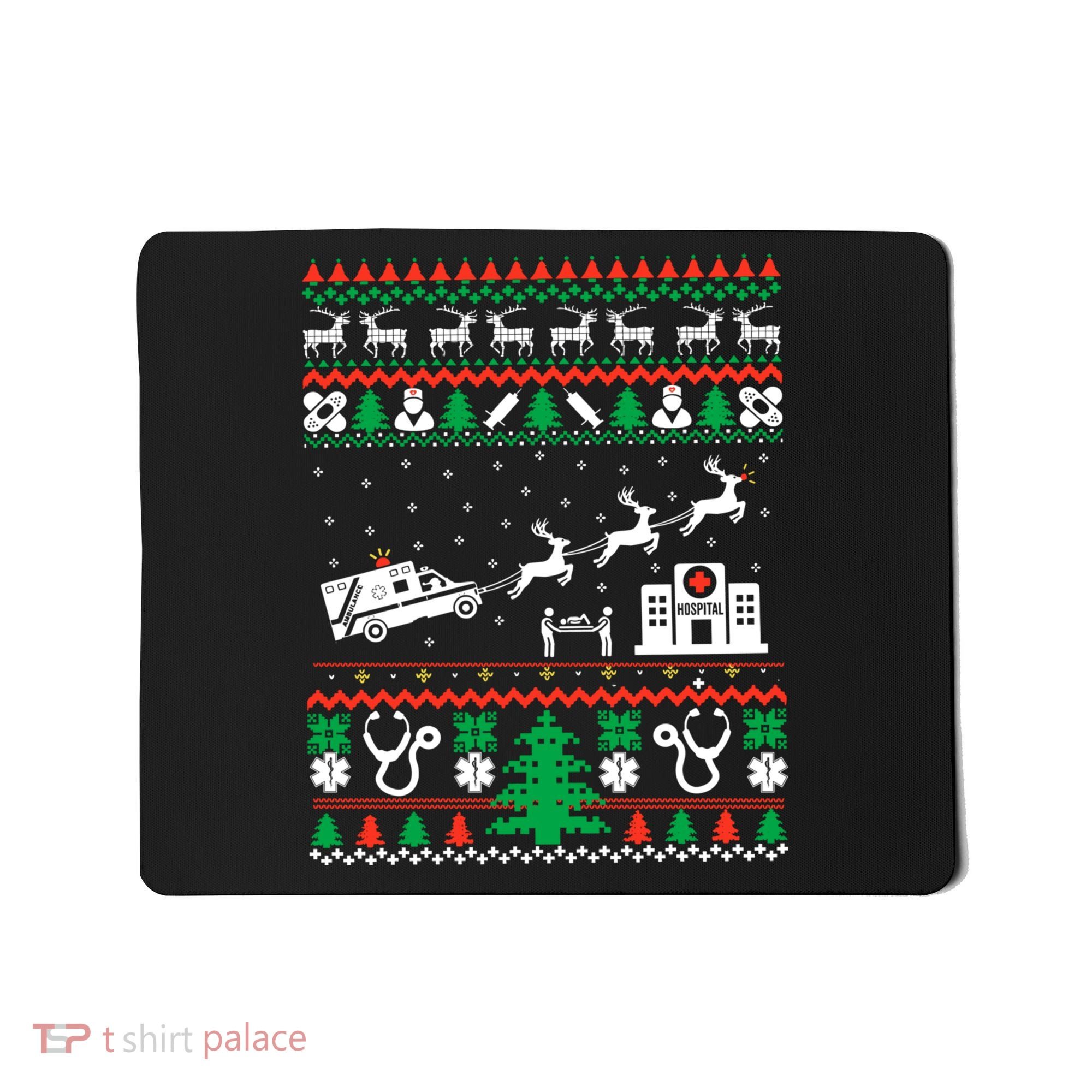 Christmas Ambulance Ugly Sweater Emergency Medical Emt Mousepad