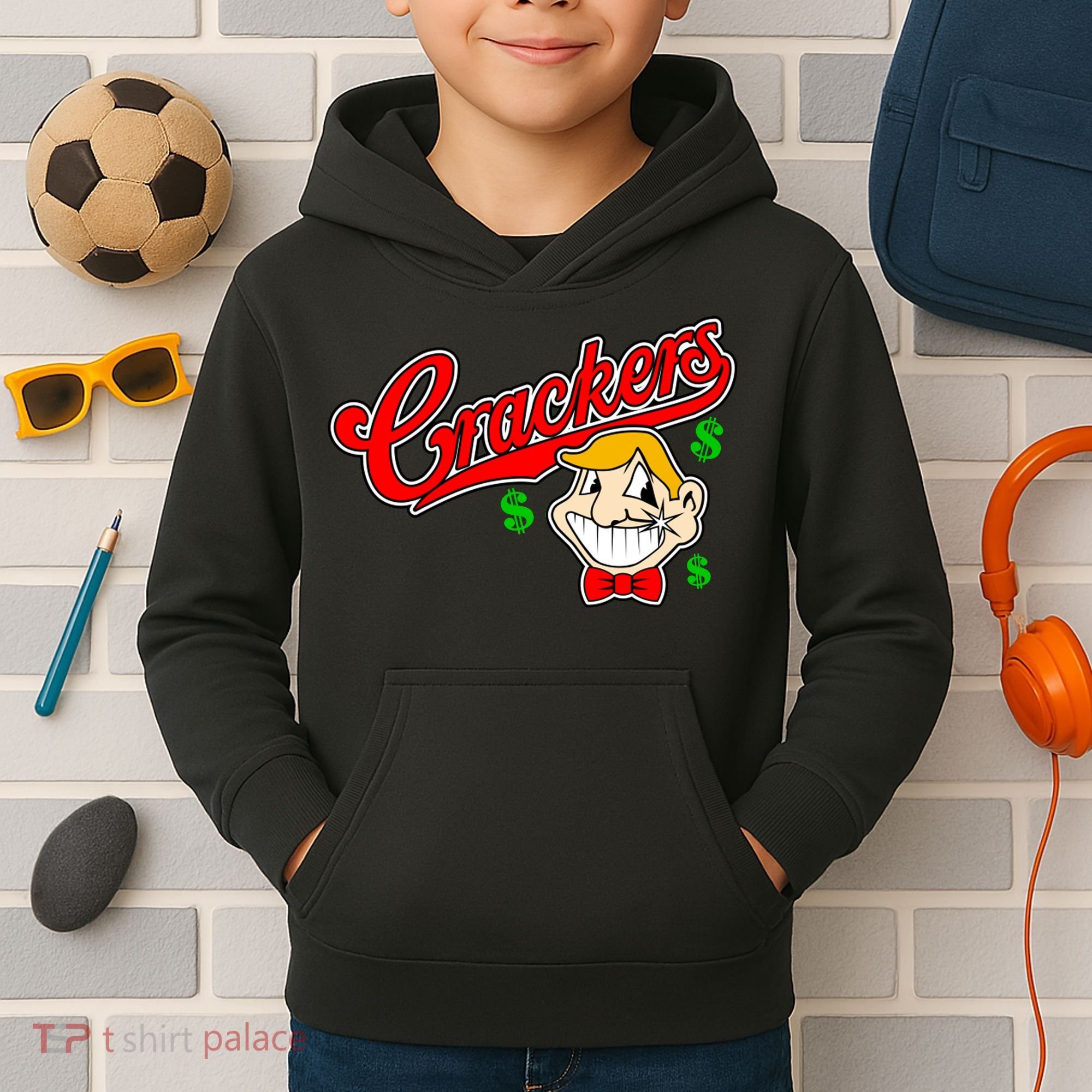 Caucasians Crackers Baseball Money Logo Kids Hoodie