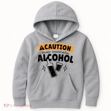 Caution May Contain Alcohol Kids Hoodie