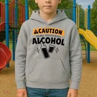 Caution May Contain Alcohol Kids Hoodie thumb 2
