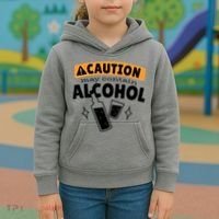 Caution May Contain Alcohol Kids Hoodie thumb 3