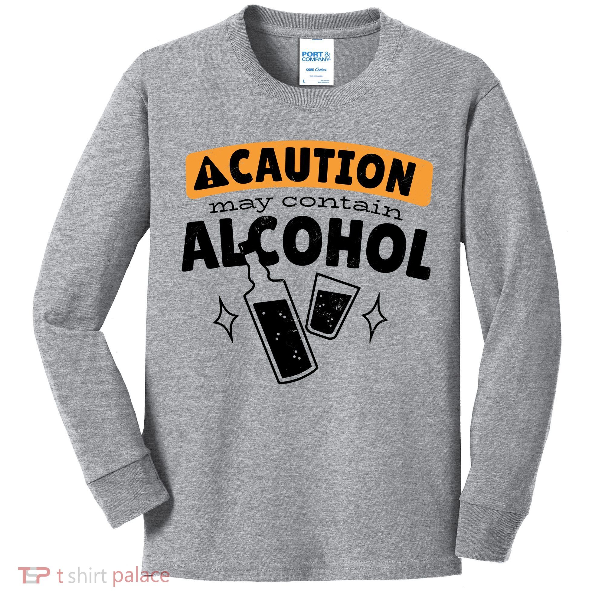 Caution May Contain Alcohol Kids Long Sleeve Shirt