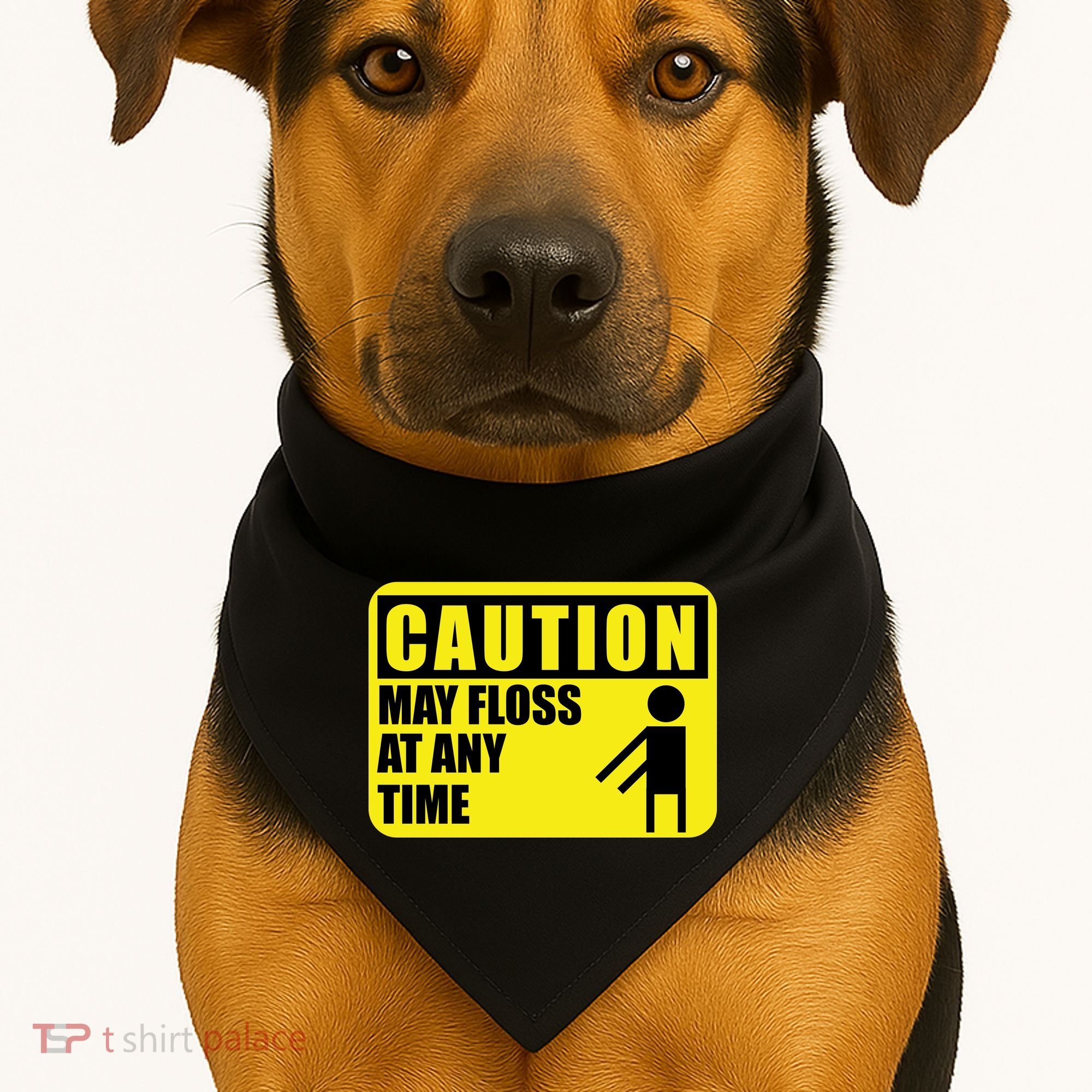 Caution May Floss at Any Time USA-Made Doggie Bandana