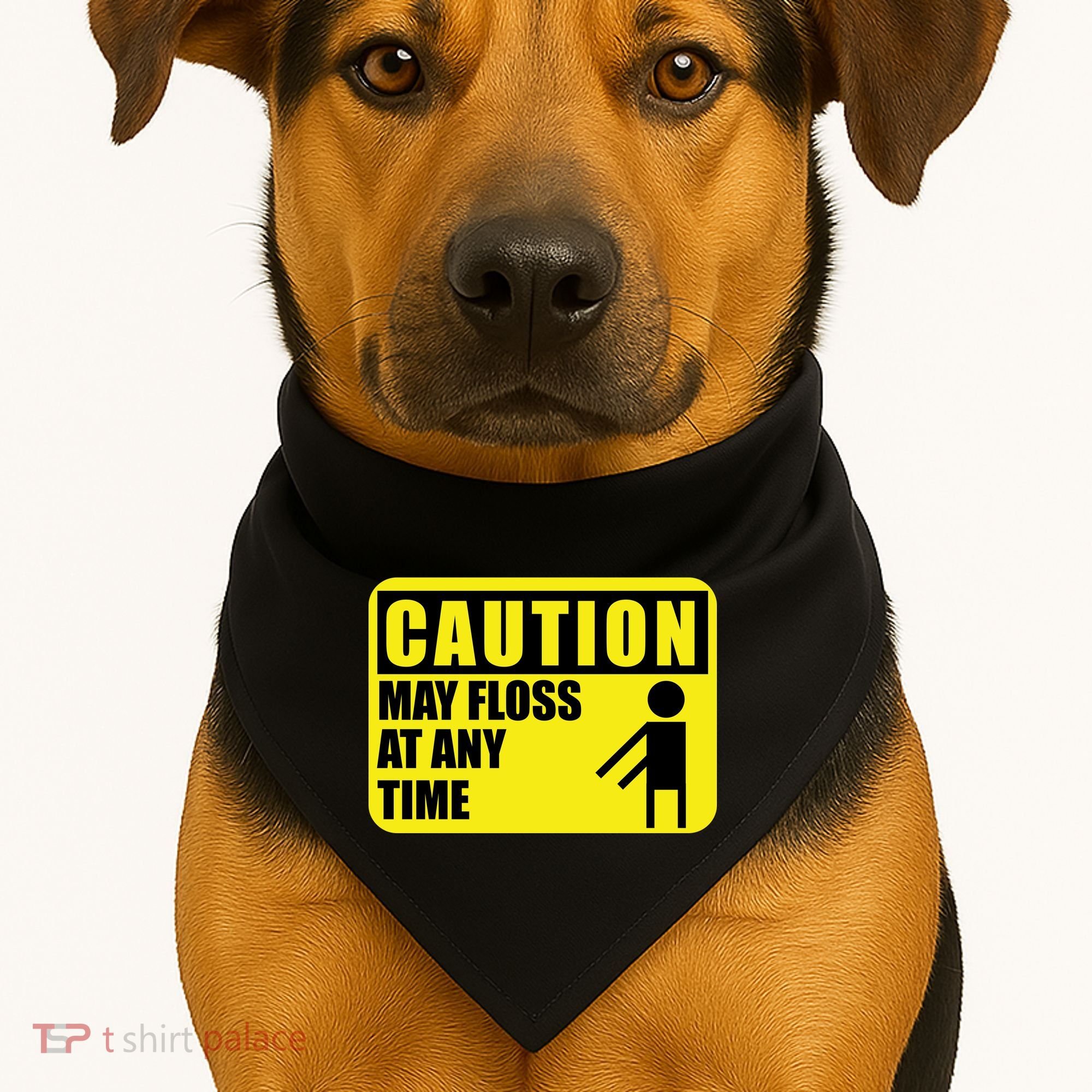 Caution May Floss At Any Time USA-Made Doggie Bandana