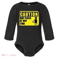Caution May Floss At Any Time Baby Long Sleeve Bodysuit thumb 0
