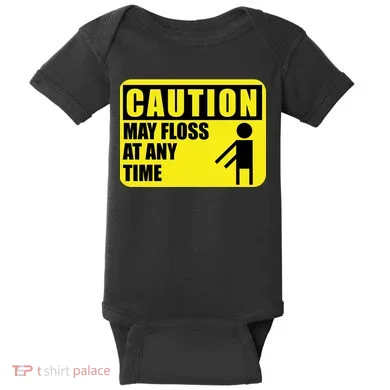 Caution May Floss at Any Time Baby Bodysuit