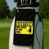 Caution May Floss at Any Time Golf Towel thumb 2