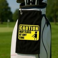 Caution May Floss At Any Time Golf Towel thumb 2