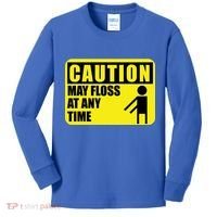 Caution May Floss At Any Time Kids Long Sleeve Shirt thumb 0