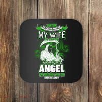Caution My Wife Will Always Be My Beautiful Angel Hurt Her I Kill You Coaster thumb 0