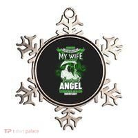 Caution My Wife Will Always Be My Beautiful Angel Hurt Her I Kill You Ornament thumb 0
