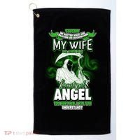 Caution My Wife Will Always Be My Beautiful Angel Hurt Her I Kill You Golf Towel thumb 0