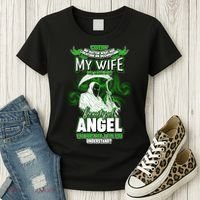 Caution My Wife Will Always Be My Beautiful Angel Hurt Her I Kill You Women's T-Shirt thumb 3