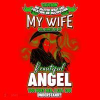Caution My Wife Will Always Be My Beautiful Angel Hurt Her I Kill You Santa Hat thumb 1