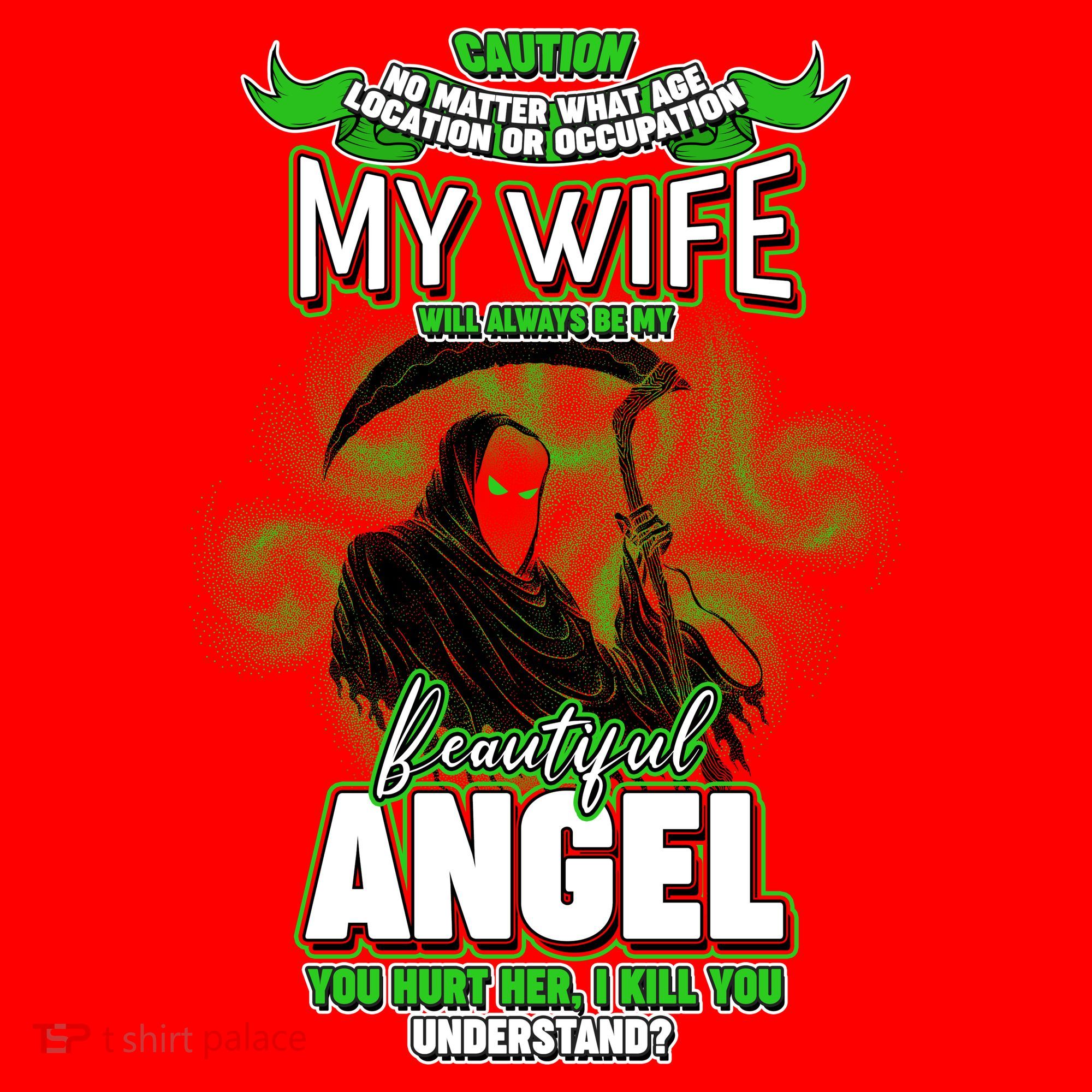 Caution My Wife Will Always Be My Beautiful Angel Hurt Her I Kill You Santa Hat
