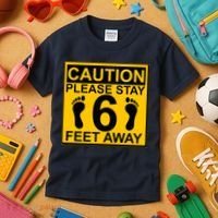 Caution Please Stay 6 Feet Away Kids T-Shirt thumb 3