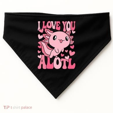 Cute Axolotl Valentines Day Valentine USA-Made Doggie Bandana