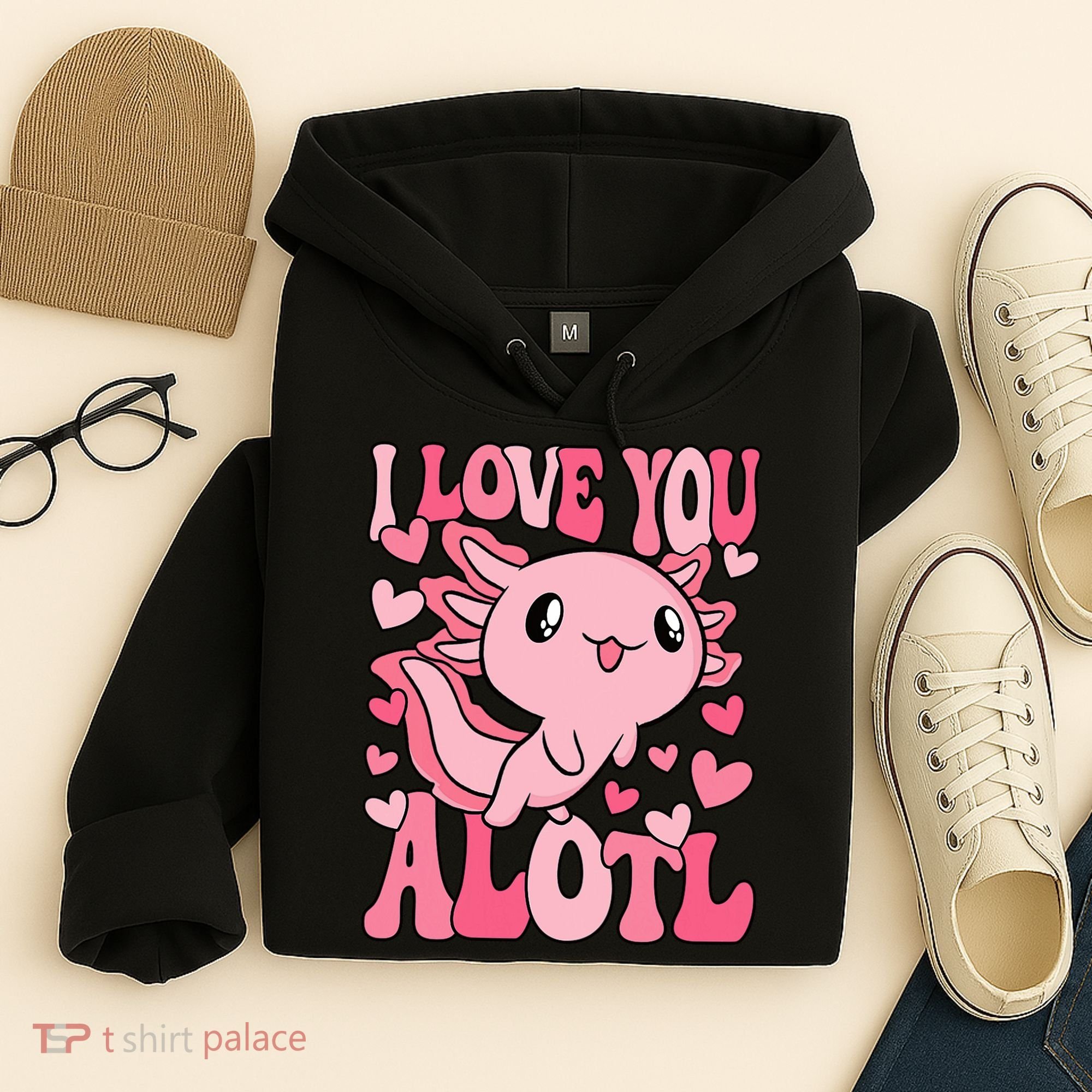 Cute Axolotl Valentines Day Valentine Hoodie