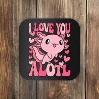 Cute Axolotl Valentines Day Valentine Coaster thumb 0