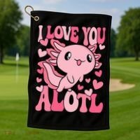 Cute Axolotl Valentines Day Valentine Golf Towel thumb 1