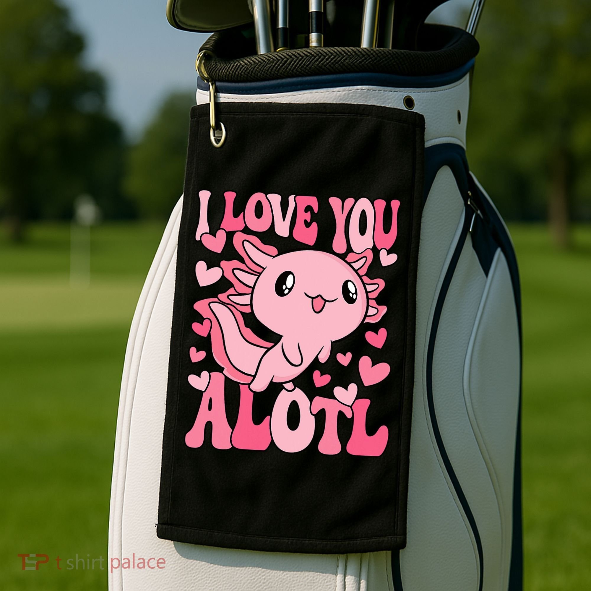 Cute Axolotl Valentines Day Valentine Golf Towel