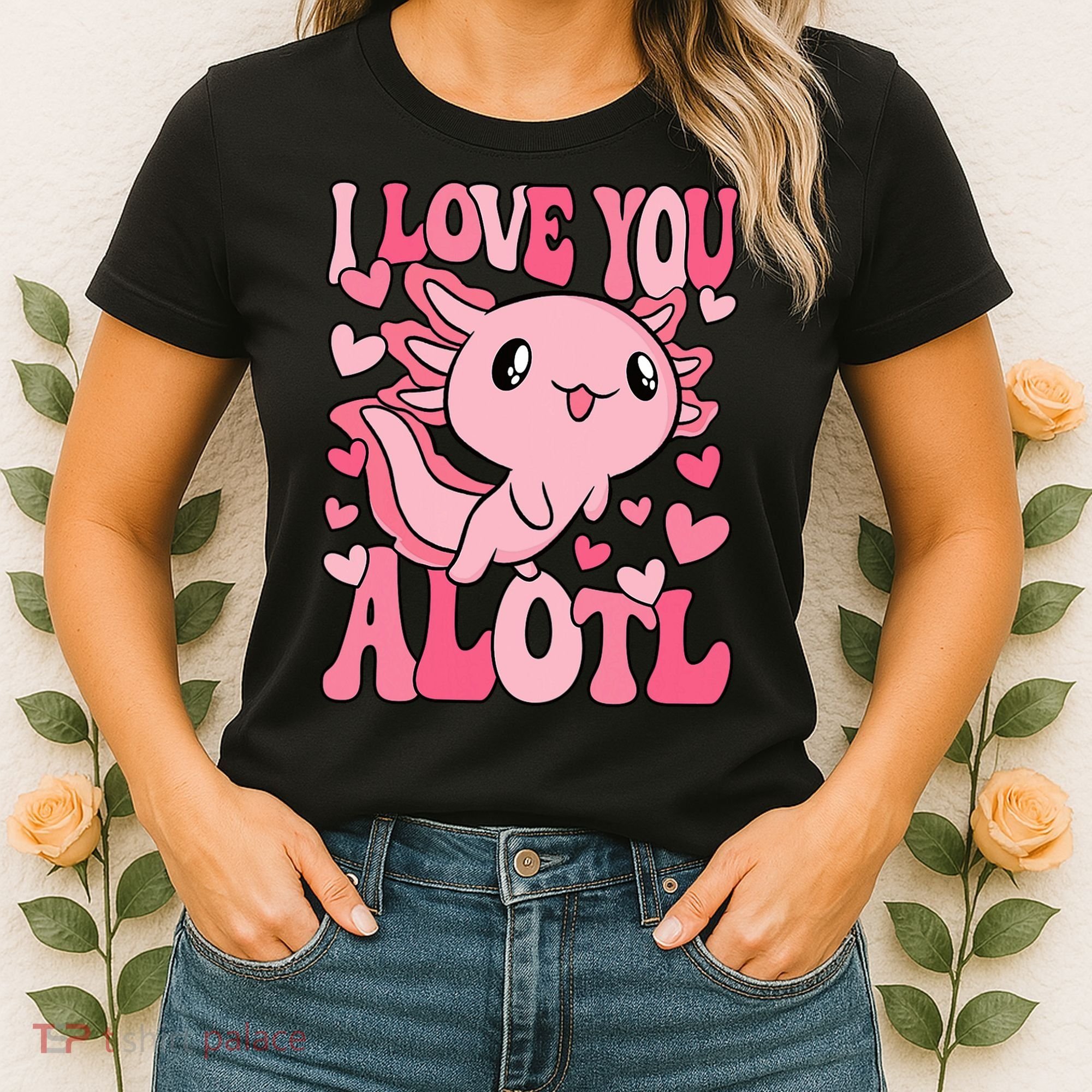 Cute Axolotl Valentines Day Valentine Women's T-Shirt