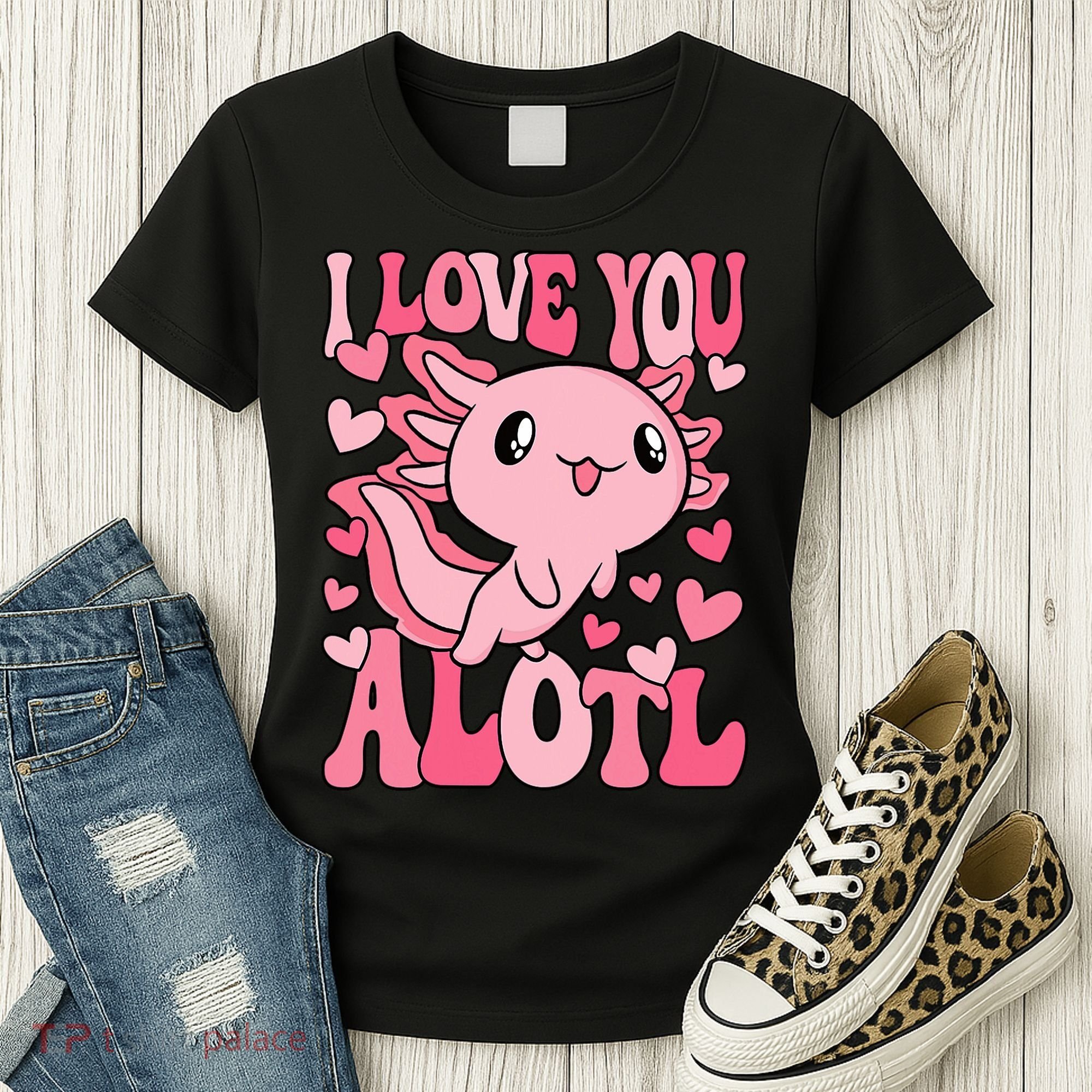 Cute Axolotl Valentines Day Valentine Women's T-Shirt
