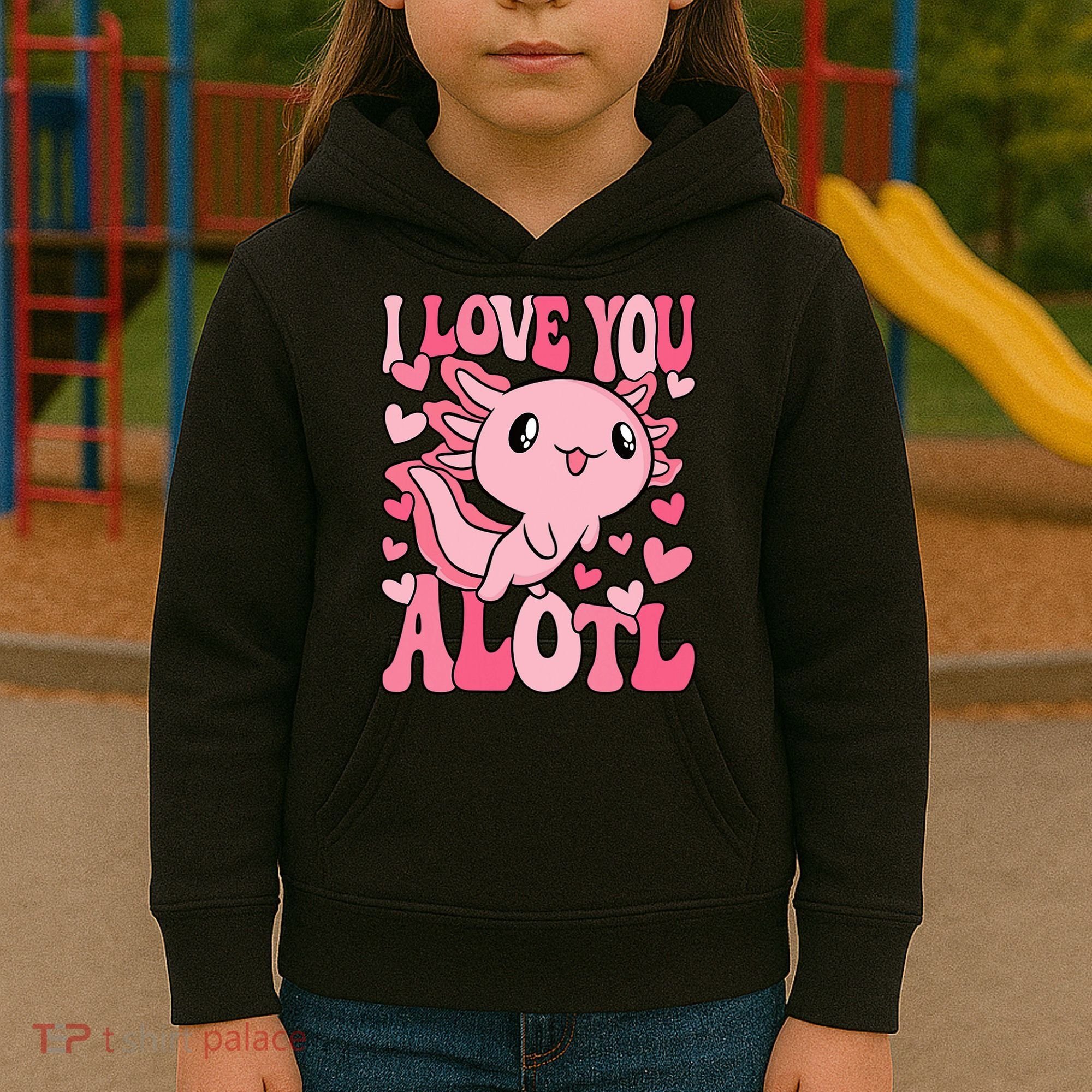 Cute Axolotl Valentines Day Valentine Kids Hoodie