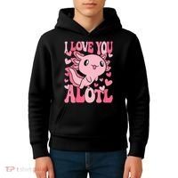 Cute Axolotl Valentines Day Valentine Kids Hoodie thumb 4