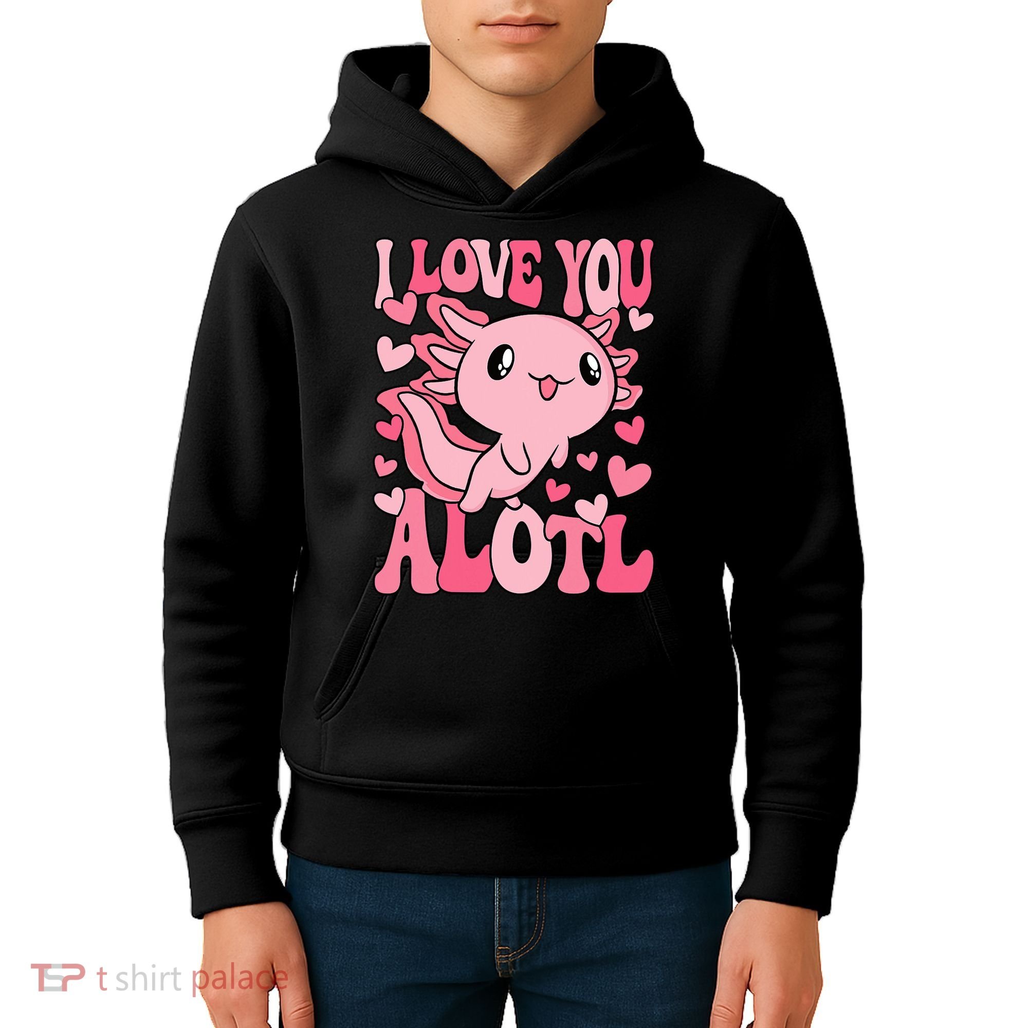 Cute Axolotl Valentines Day Valentine Kids Hoodie
