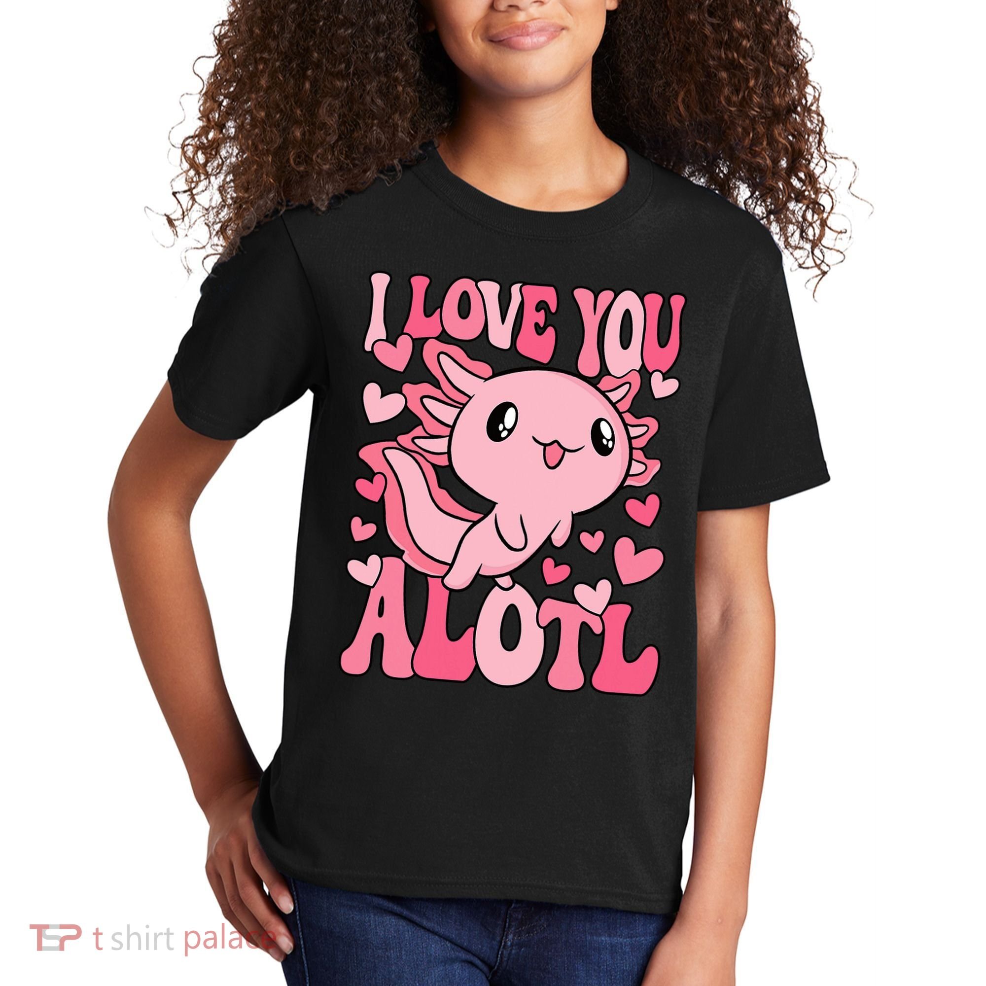 Cute Axolotl Valentines Day Valentine Kids T-Shirt