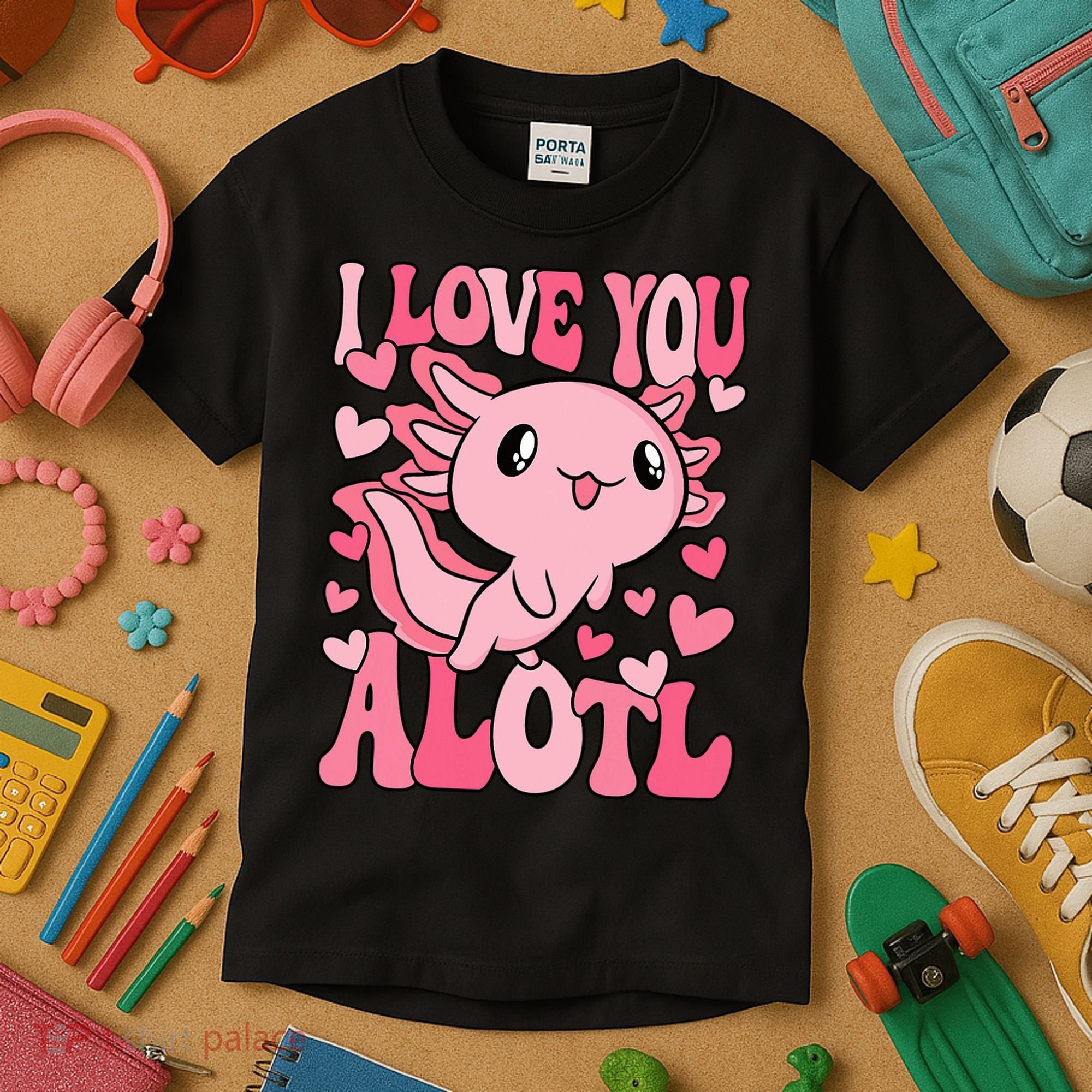 Cute Axolotl Valentines Day Valentine Kids T-Shirt
