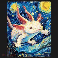 Classic Axolotl Vintage Starry Night Axolotl T-Shirt thumb 7