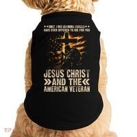 Christian American Veteran Patriotic Memorial Jesus Gift Doggie Tank thumb 0