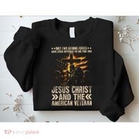 Christian American Veteran Patriotic Memorial Jesus Gift Sweatshirt thumb 2