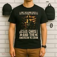 Christian American Veteran Patriotic Memorial Jesus Gift T-Shirt thumb 6