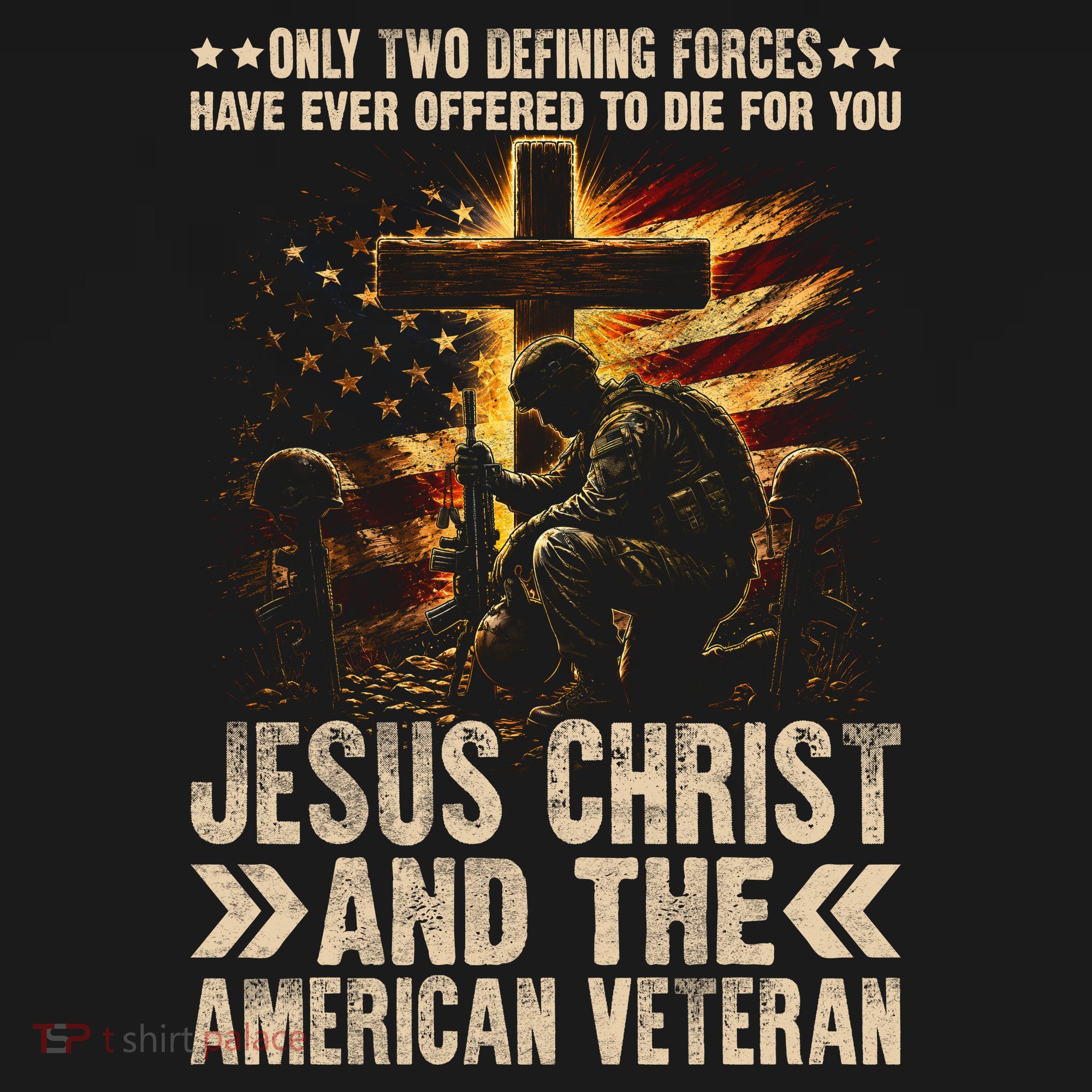 Christian American Veteran Patriotic Memorial Jesus Gift T-Shirt