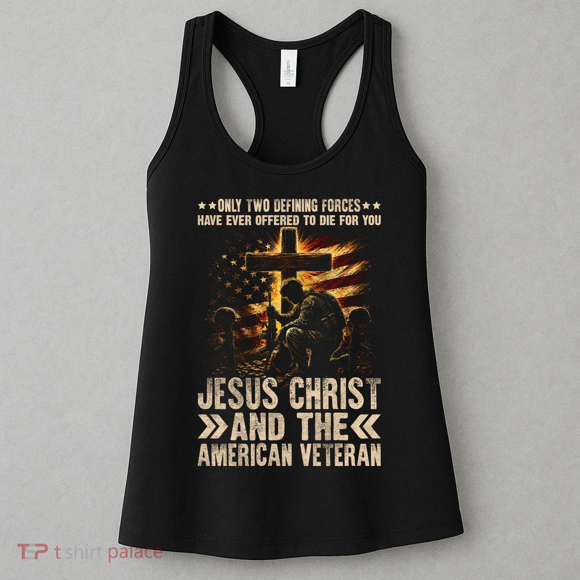 Christian American Veteran Patriotic Memorial Jesus Gift Women's Tank Top