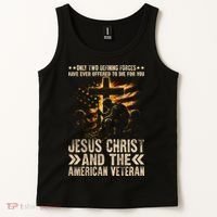 Christian American Veteran Patriotic Memorial Jesus Gift Tank Top thumb 2